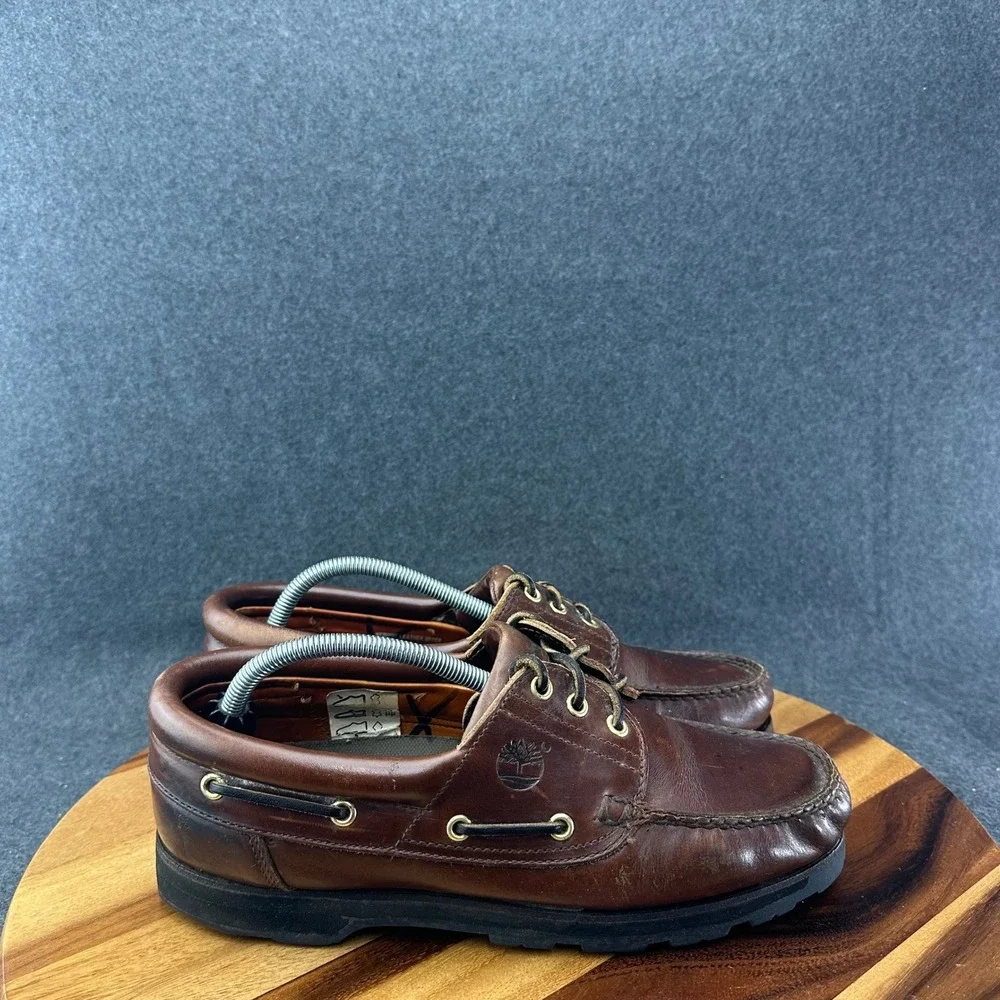 Timberland Men's Burgundy Leather 3 Eyelet Boat Shoe Lug Soles Size 10M 32026